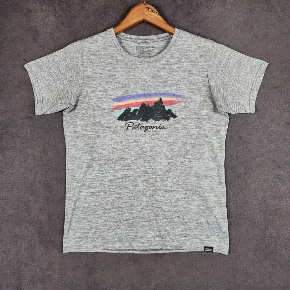 Patagonia Capilene Cool Daily Shirt Womens Small Gray Graphic Mountain 45250